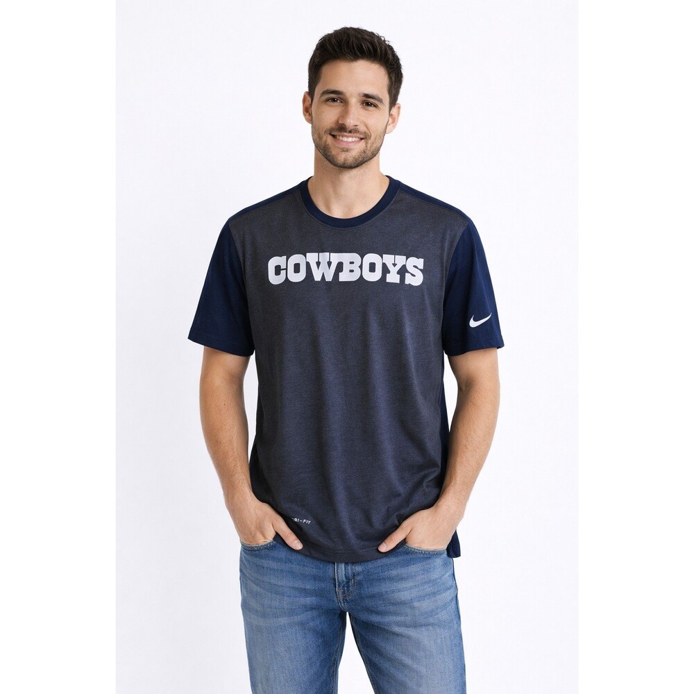 Nike Dallas Cowboys Dri-FIT Shirt Mens M Blue NFL Training On Field Sideline